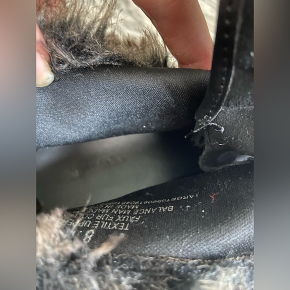 Merona Black Suede Faux Fur Wedge Laced Booties Size 8 - Picture 6 of 10